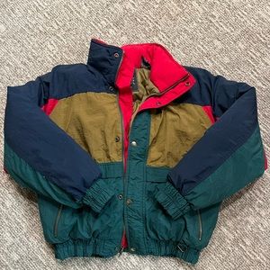 Jonathan Stone Men Down Feather Bomber Jacket with Collapsable Hood, Size M